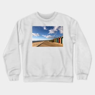 Blyth Beach Huts in August Sunshine Crewneck Sweatshirt